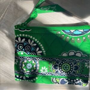 Vera Bradley Cupcake Green and Blue Floral Card Pouch zipper wallet NWOT